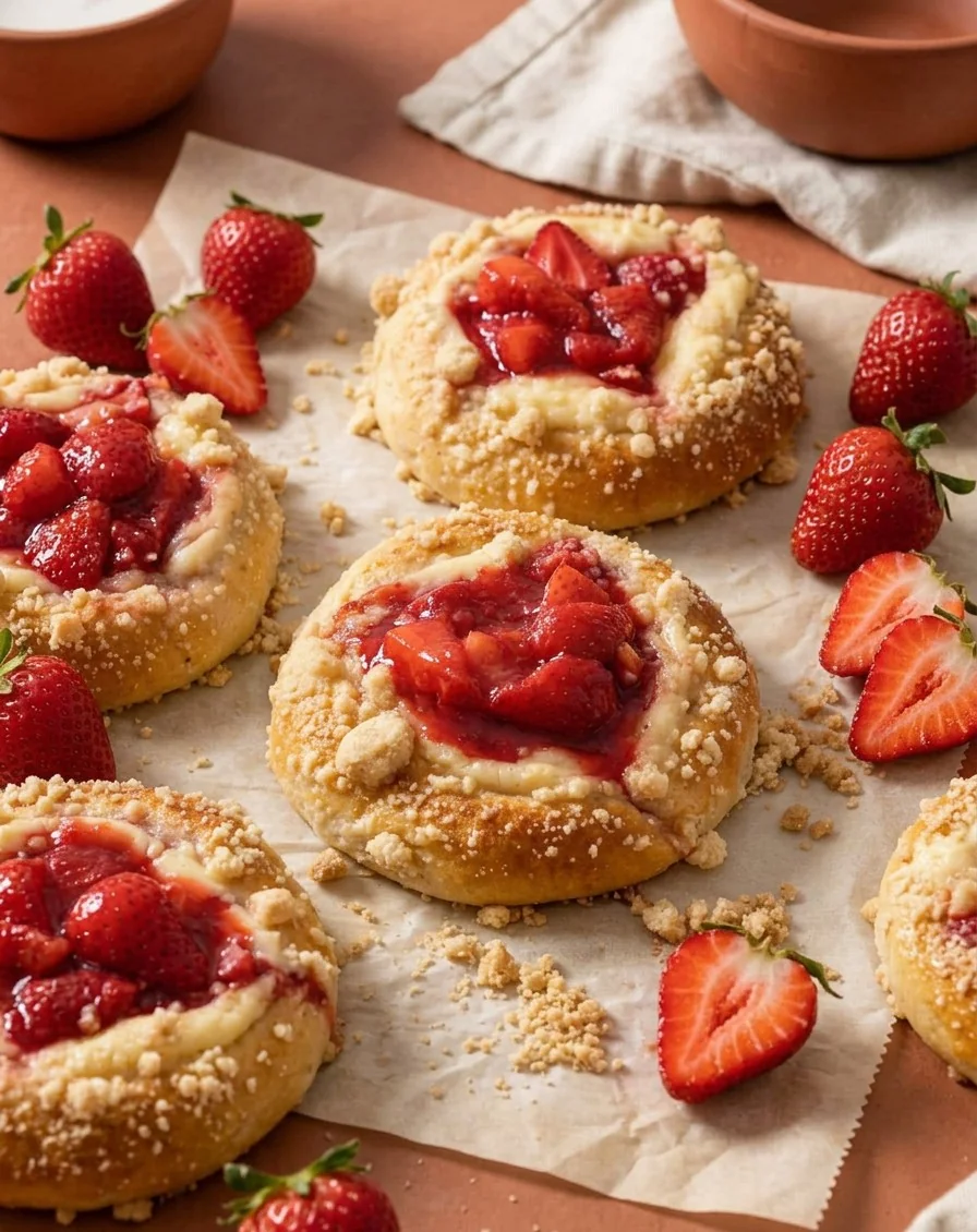 Panini di fragole e crema alla vaniglia