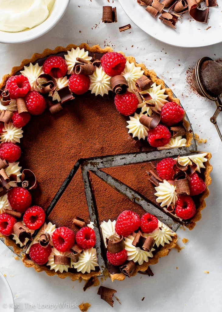 Torta di cioccolato e lamponi