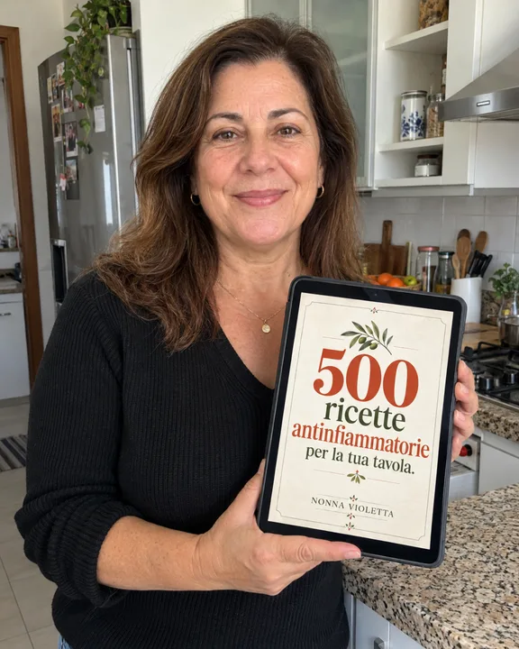 Cliente sorridente che mostra le 500 ricette sul tablet