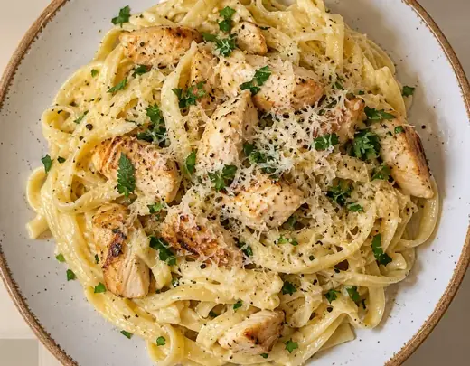 Fettuccine cremose con pollo